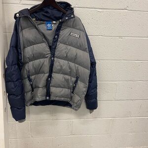 Adidas Navy and Gray Down Filled Jacket